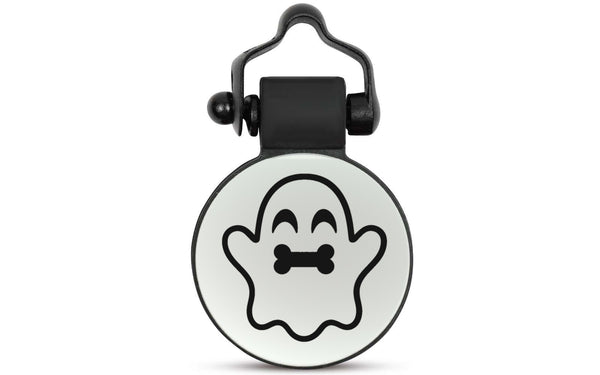 White Ghost silent silicone pet ID tag, Halloween design