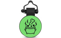 Green Cauldron silent silicone pet ID tag, Halloween design