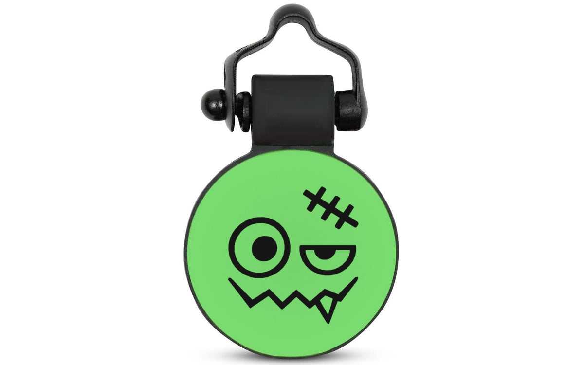 Green Monster silent silicone pet ID tag, Halloween design