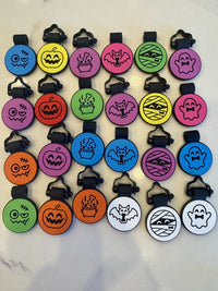 The full SiliDog Halloween tag collection: monster, jack-o-lantern, cauldron, bat, mummy and ghost