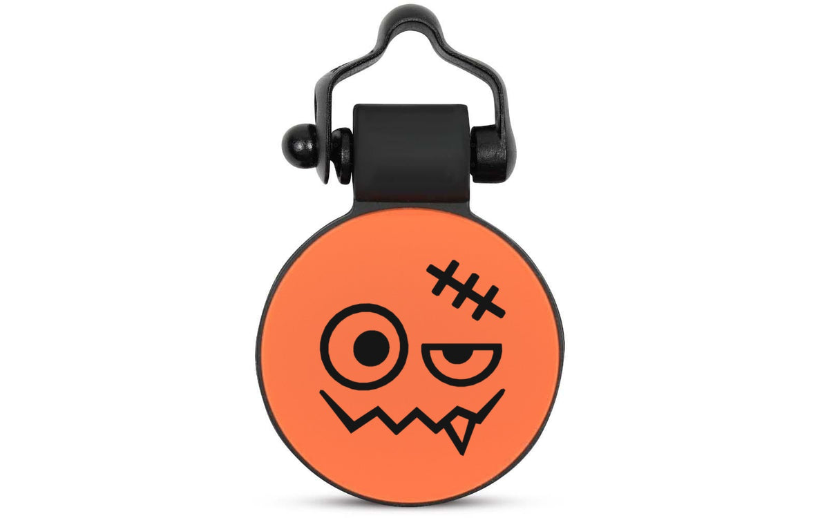 Orange Monster silent silicone pet ID tag, Halloween design
