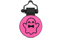 Pink Ghost silent silicone pet ID tag, Halloween design