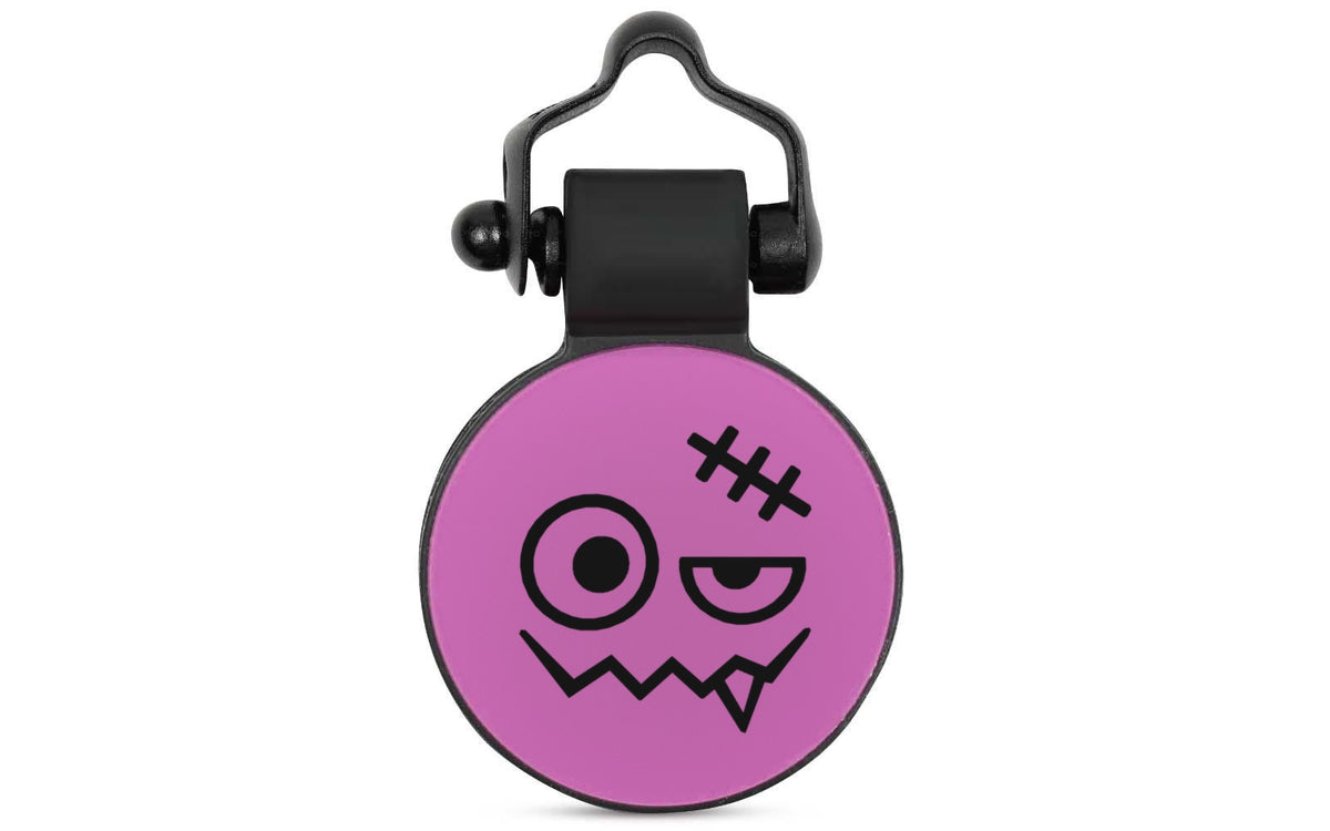 Purple Monster silent silicone pet ID tag, Halloween design