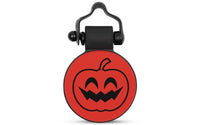Red Jack-O-Lantern silent silicone pet ID tag, Halloween design