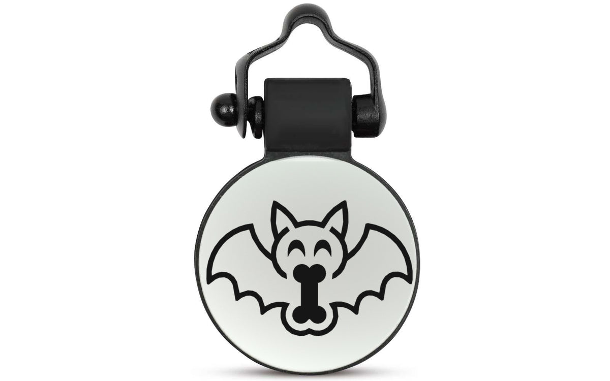 White Bat silent silicone pet ID tag, Halloween design