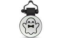 White Ghost silent silicone pet ID tag, Halloween design