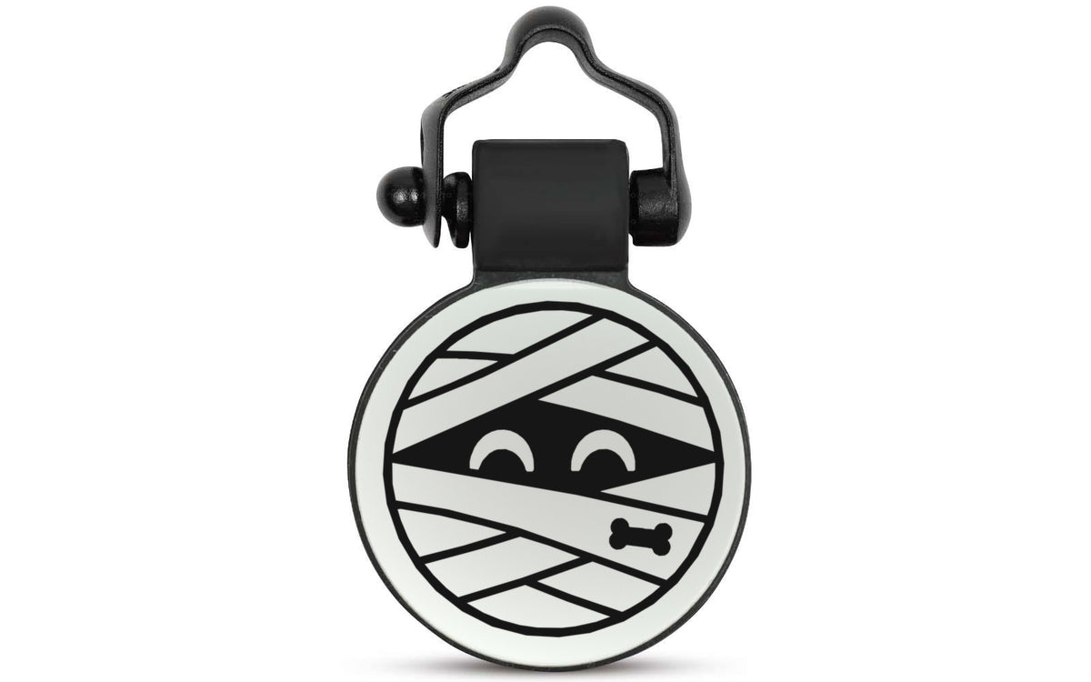 White Mummy silent silicone pet ID tag, Halloween design